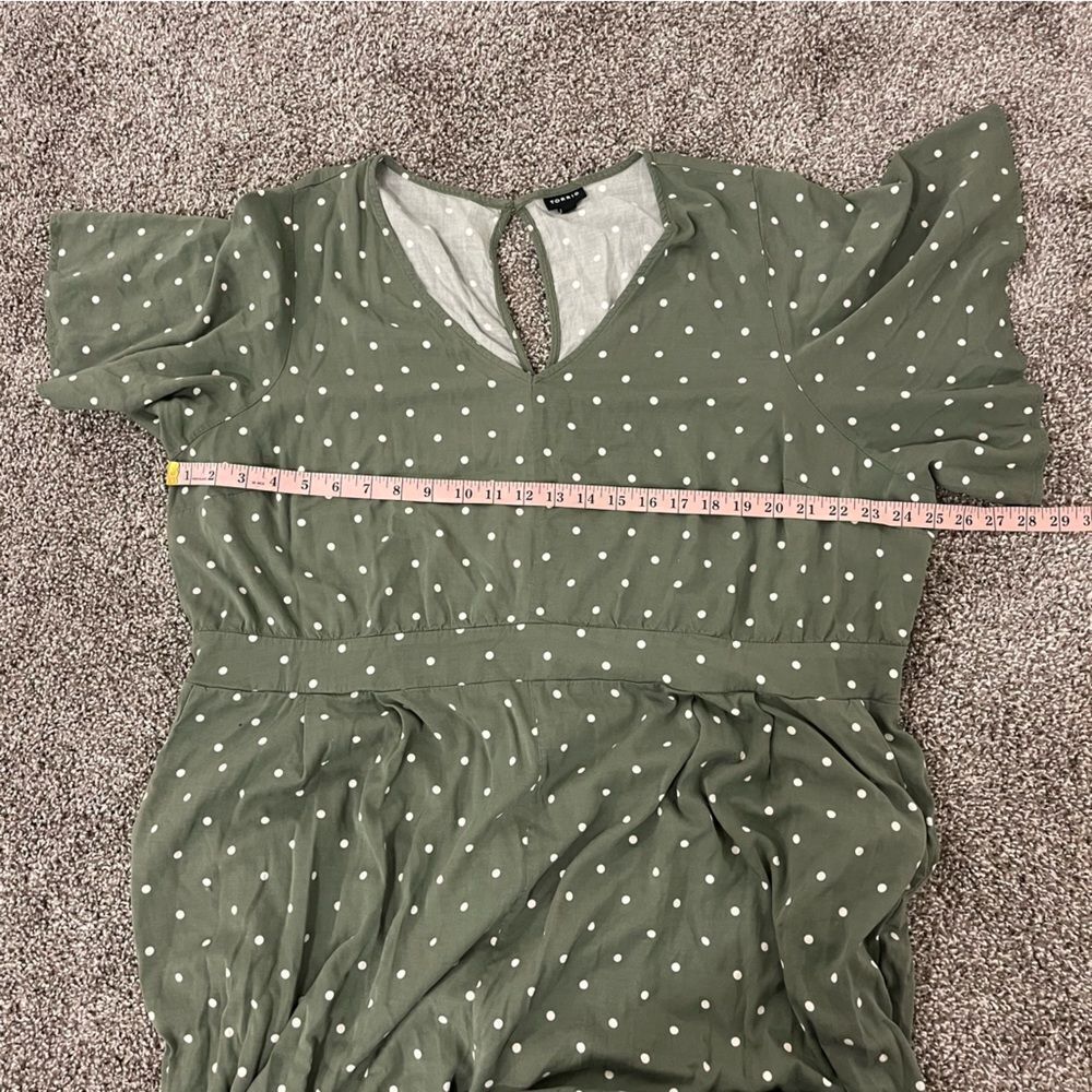 Torrid Stretch Challis Flutter Sleeve Jumpsuit 5X Honey Dots Olivine - Picture 14 of 16